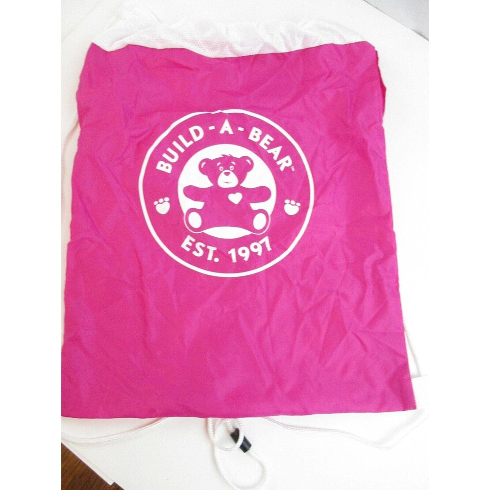 BAB Backpack Cinch Bag Drawstring Tote Pink/White